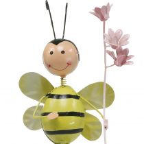 Artículo Tapón flor abeja con flor decoración metal primavera verano 4pcs