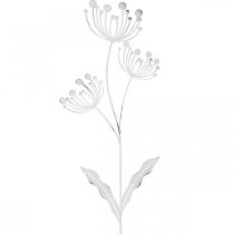 Decoración de primavera, plug deco flor shabby chic blanco, plata L87cm W18cm