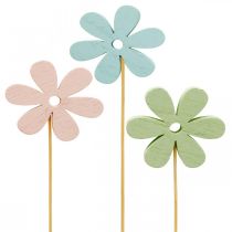 Tapón de flores tapón decorativo de madera flor de color 6,5cm 12uds