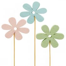 Artículo Tapón de flores tapón decorativo de madera flor de color 6,5cm 12uds