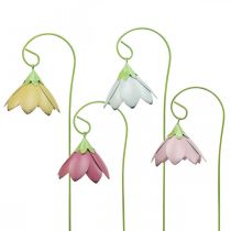 Estacas de jardín Flores decorativas de metal Estacas de cama de colores L34 4 piezas