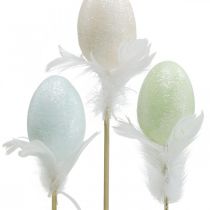 Huevos de Pascua artificiales en un palo huevo pastel decoración de Pascua H6cm 6pcs