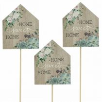 Artículo Tapones de flores madera Home Sweet Home decoración 6,5x7,5cm 18pcs