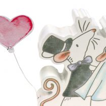 Ratón Figura para decorar par con corazones 11cm x 11cm 4pcs