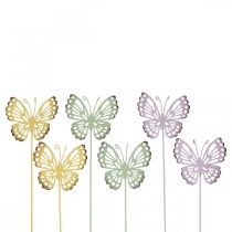 Artículo Estaca de jardín mariposa metal tricolor L25cm 6pcs