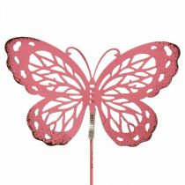 Artículo Estaca de jardín mariposa metal rosa Al. 30 cm 6 uds.