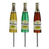 Artículo Tapón para botellas de champán marrón, verde, amarillo 7,5 cm L28,5 cm 10 piezas