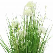 Ramo de pie deco ramo con flores del prado verde, blanco artificial 51cm