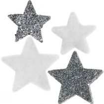 Adorno esparcido Estrellas de navidad gris/negro Ø4/5cm 40p