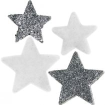 Adorno esparcido Estrellas de navidad gris/negro Ø4/5cm 40p