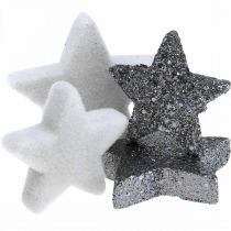Adorno esparcido Estrellas de navidad gris/negro Ø4/5cm 40p