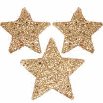 Adorno scatter estrellas navideñas purpurina/naranja Ø4/5cm 40p