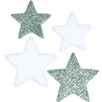 Scatter decoración Navidad scatter estrellas azul blanco Ø4/5cm 40p