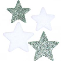 Artículo Decoración dispersa Navidad estrellas dispersas verde blanco Ø4/5cm 40 piezas