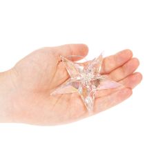 Artículo Adornos decorativos en forma de estrella, acrílico transparente iridiscente, decoración para árbol de Navidad, 9 cm, 6 unidades