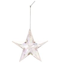 Artículo Adornos decorativos en forma de estrella, acrílico transparente iridiscente, decoración para árbol de Navidad, 9 cm, 6 unidades