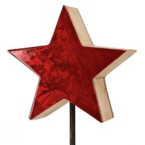 Artículo Decoración estrella rojo natural con varilla en base 20x9,5x50cm