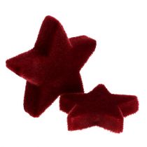 Artículo Adorno navideño estrellas Bordeaux flocado decoración de mesa 4–5cm 40p