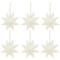 Artículo Perchas decorativas de papel blanco con forma de estrella y copo de nieve, Ø20 cm, juego de 6