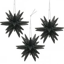 Artículo Estrellas decorativas navideñas para colgar negras Ø7,5cm 8 piezas