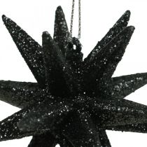Artículo Adorno navideño estrellas para colgar negro Ø7.5cm 8pcs