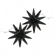 Artículo Estrellas decorativas navideñas para colgar negras Ø7,5cm 8 piezas