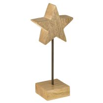 Artículo Estrella de madera natural estrellas de madera para colocar de pie H23cm 2 uds