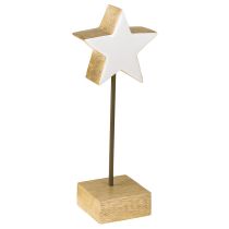 Artículo Estrella de madera blanca estrellas de madera para colocar de pie H23cm 2 uds