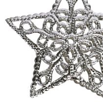 Artículo Estrella de metal plateado 6cm 20uds