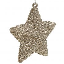 Artículo Estrella con mica champagne 7,5cm 12uds