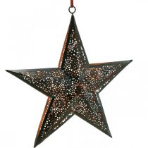 Estrella colgante de Navidad estrella de metal negra Alt. 25,5 cm