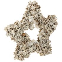 Artículo Estrella para colgar decoración navideña blanca, purpurina Ø15cm