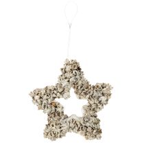 Artículo Estrella para colgar decoración navideña blanca, purpurina Ø15cm