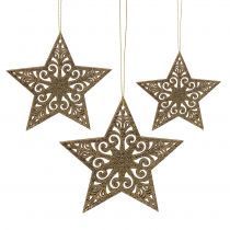 Artículo Estrella dorada para colgar 8cm - 12cm 9 piezas