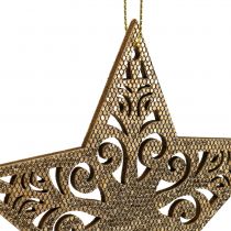 Artículo Estrella dorada para colgar 8cm - 12cm 9 piezas