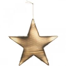 Artículo Estrella de madera para colgar decoración navideña flameada natural 20cm