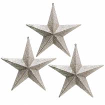Estrellas purpurina para colgar champagne Ø21cm 3pcs