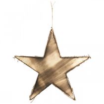 Artículo Decoraciones para árboles de Navidad estrella de madera natural, flameado Al 25cm