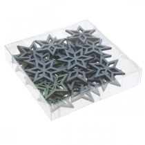 Artículo Deco estrellas madera azul, verde estrellas madera Navidad 4cm mezcla 36pcs