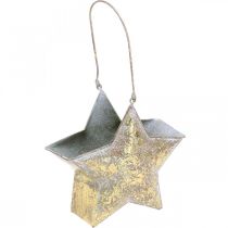 Artículo Estrella metálica decorativa para colgar y decorar Dorado Ø13cm