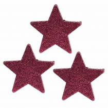 Artículo Estrella de purpurina dispersa 6.5cm rosa 36pcs