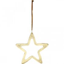 Artículo Colgante navideño, estrella decorativa para Adviento, estrella decorativa dorada 14 × 14cm