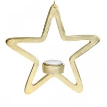 Artículo Portavelas decorativo estrella para colgar metal dorado 20cm