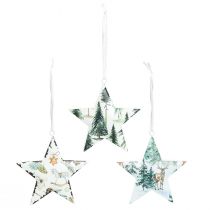 Artículo Adornos de estrella, decoración navideña, metal, Ø8cm, adorno para árbol de Navidad, decoración de mesa, juego de 6