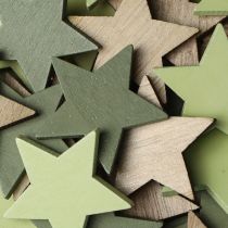 Artículo Cocteleras decorativas de estrellas de madera verde natural Ø3,5cm 72 piezas
