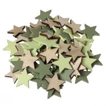 Artículo Cocteleras decorativas de estrellas de madera verde natural Ø3,5cm 72 piezas