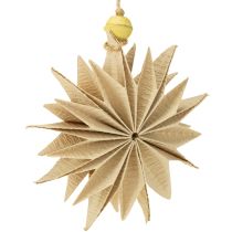 Artículo Estrellas de papel con hilo de yute para decoración festiva.