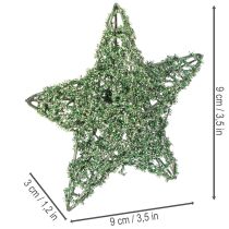 Artículo Juego de estrellas decorativas de alambre verde, dos tamaños, 10 cm, 12 piezas