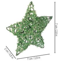 Artículo Juego de estrellas decorativas de alambre verde, dos tamaños, 10 cm, 12 piezas