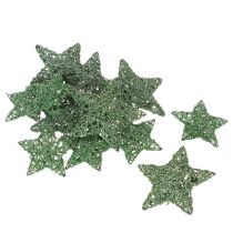 Artículo Juego de estrellas decorativas de alambre verde, dos tamaños, 10 cm, 12 piezas